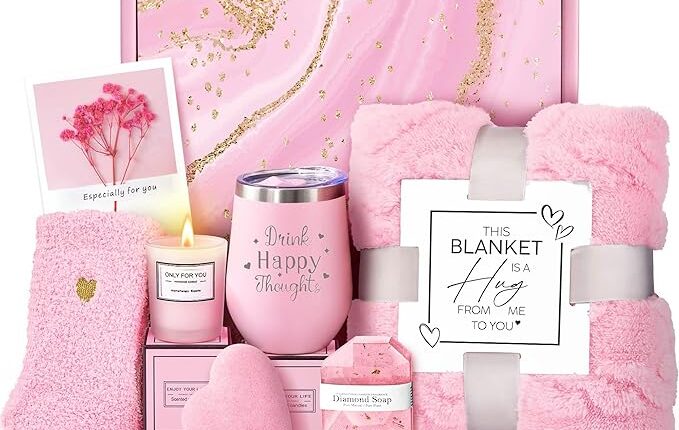 Valentines Day Gifts for Her Wife Girlfriend, Birthday Gifts for Women, Self Care Get Well Soon Gifts, Luxury Rose Spa Bath Gift Basket - Unique Mothers Day Christmas Gifts for Women Mom Grandma